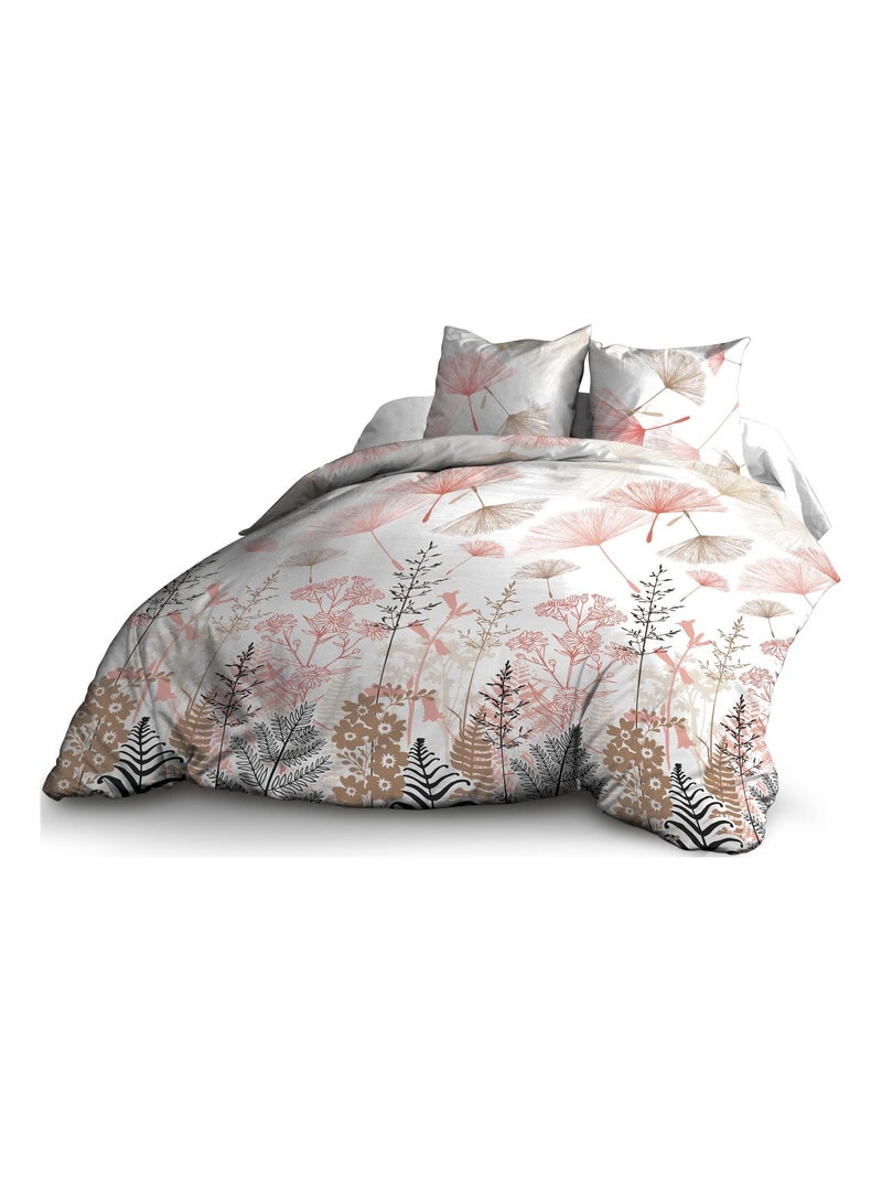 Housse de couette 240x260 + 2 taies - Pur coton 57 fils - Etamine Rose - Kiabi
