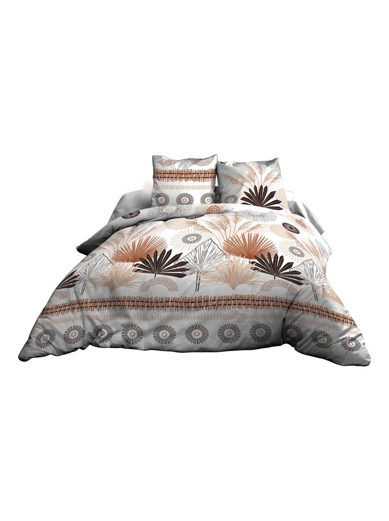 Housse de couette 240x260 + 2 taies - Pur coton 57 fils - Inaya Orange - Kiabi
