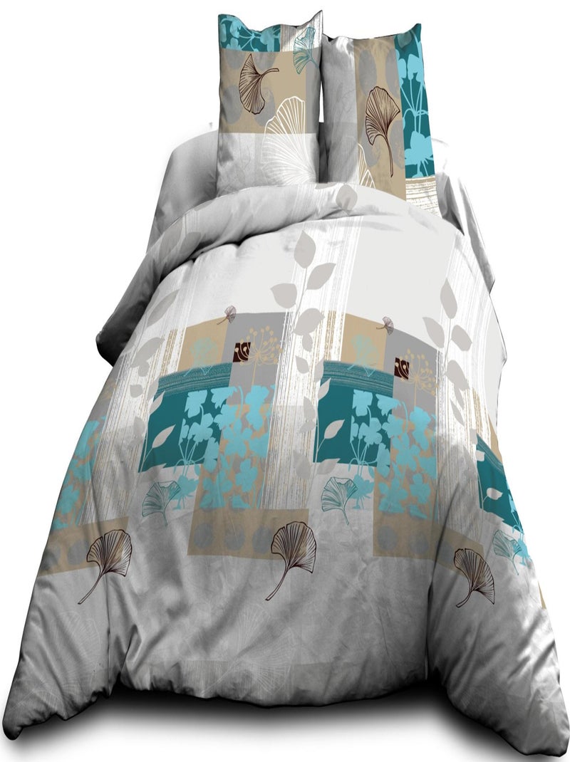 Housse de couette 240x260 + 2 taies - Pur coton 57 fils - Palerme Bleu - Kiabi