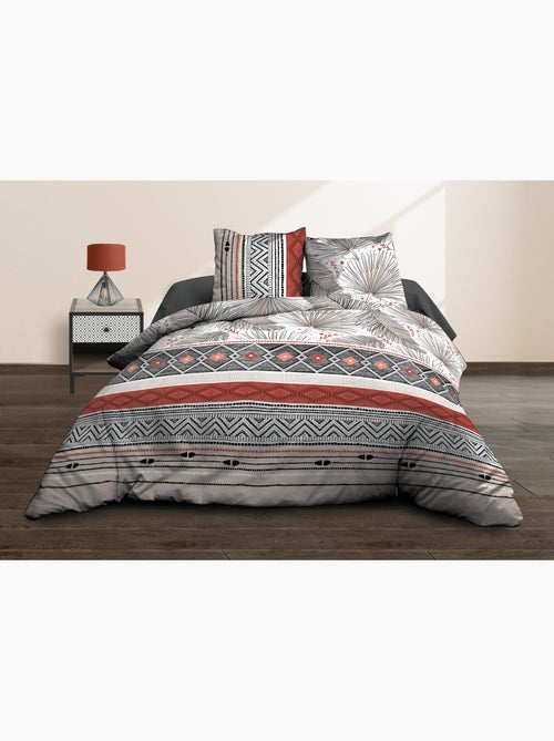 Housse de couette 240x260 + 2 taies - Pur coton 57 fils - Palme - Kiabi Housse de couette 240x260 + 2 taies - Pur coton 57 fils - Palme - Kiabi