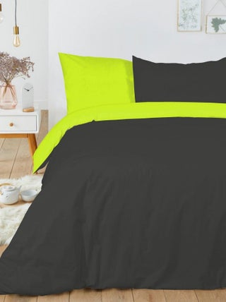 Housse de couette 240x260 + 2 taies d'oreiller 63x63 cm Coton Anis_Anthracite