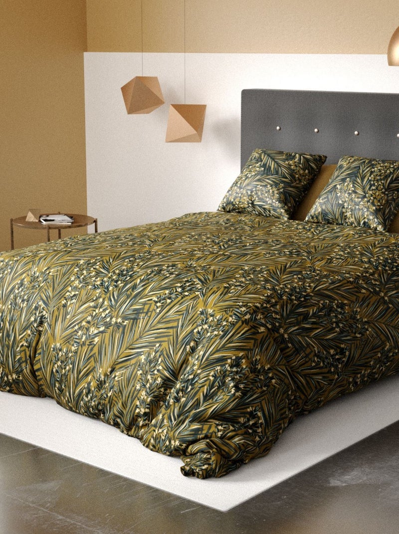 Housse de couette 240x260 + 2 taies d'oreiller 63x63 cm Coton Bio Nava Vert - Kiabi