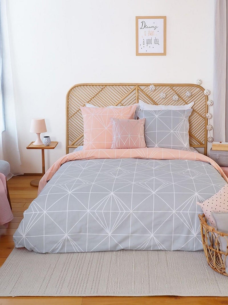 Housse de couette 240x260 + 2 taies d'oreiller 63x63 Coton Shyne Gris - Kiabi
