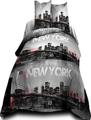 Housse de couette 240x260 + 2 taies Pur coton 57 fils - New York