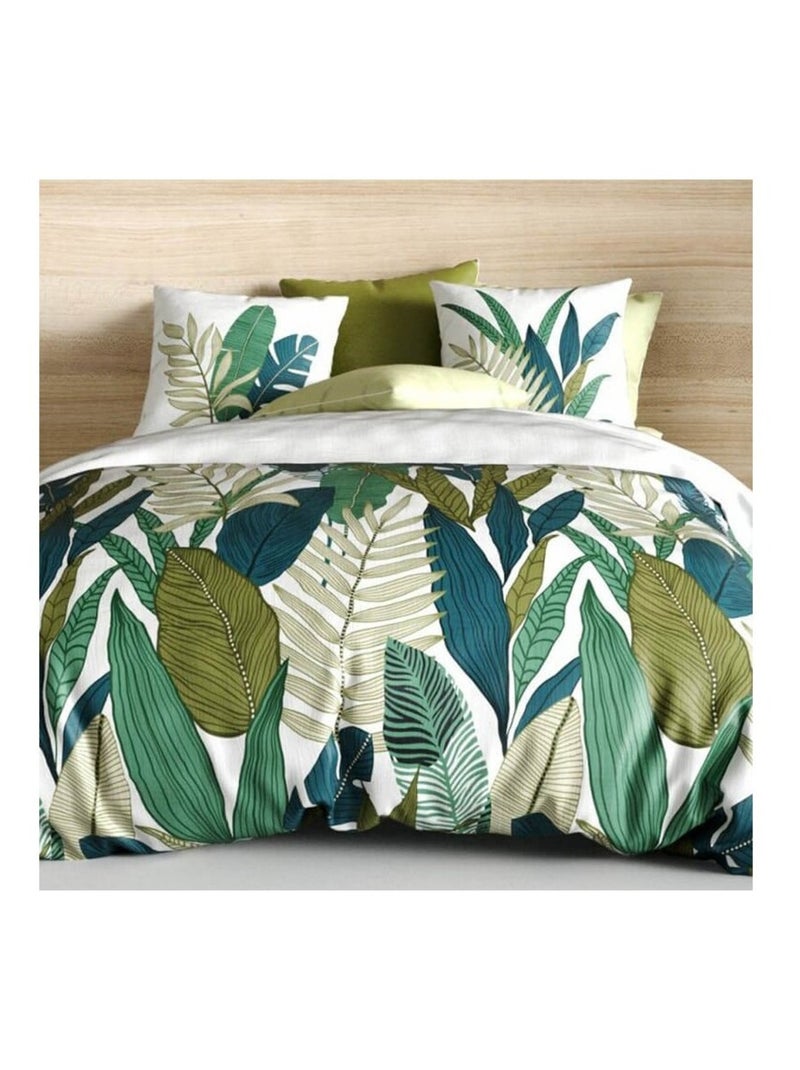 Housse de couette 240x260 Beleme + 2 taies coton 57 fils Vert - Kiabi