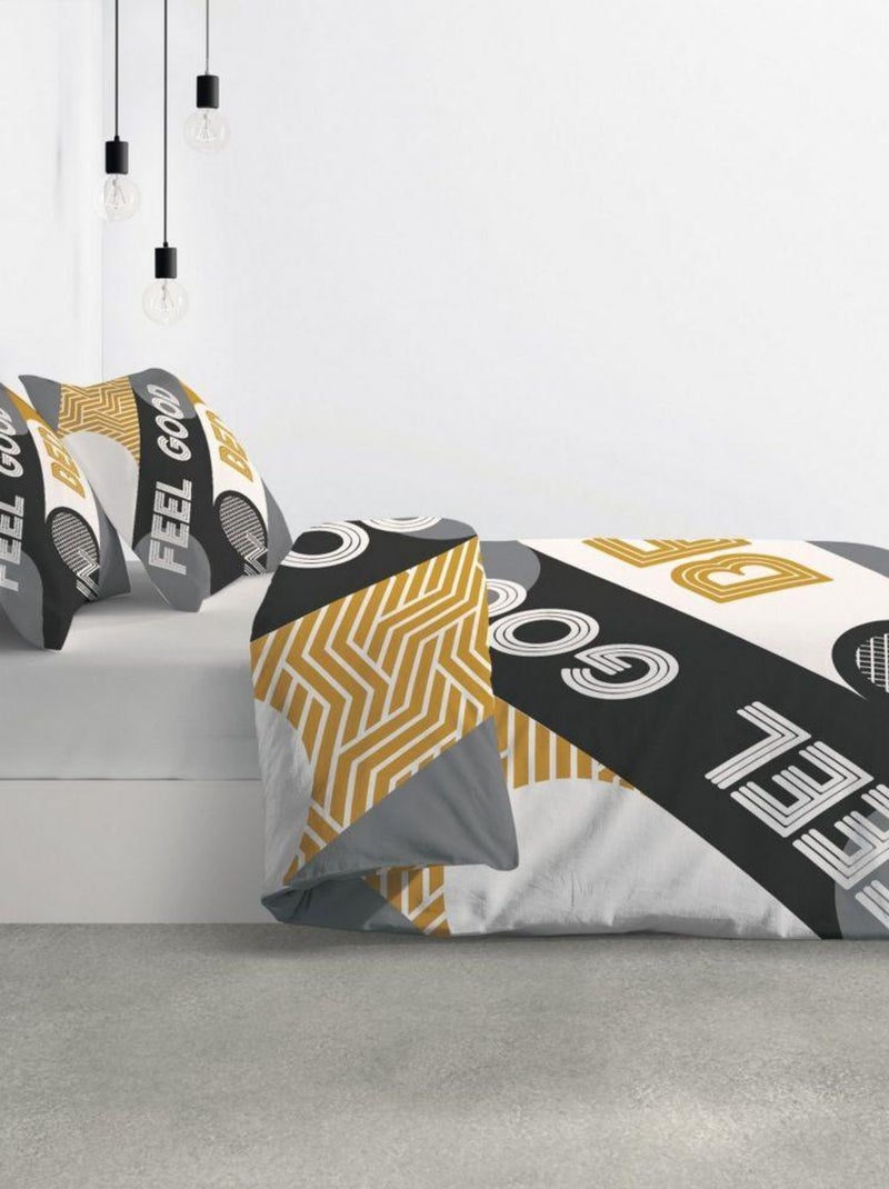 Housse de couette 240x260 cm + 2 taies d'oreiller 63x63 cm Coton Feel Gold Gold - Kiabi