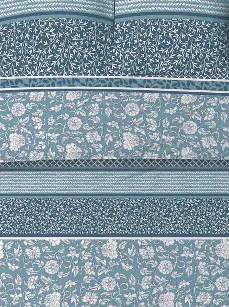 Housse de couette 240x260 cm + 2 taies d'oreiller 65x65 cm Coton Bio Debby Bleu - Kiabi
