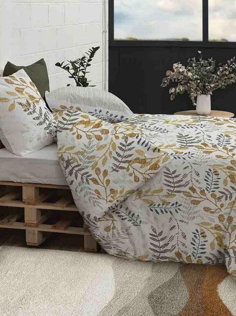 Housse de couette 240x260 cm + 2 taies d'oreiller 65x65 cm Coton Bio Eloa Jaune - Kiabi