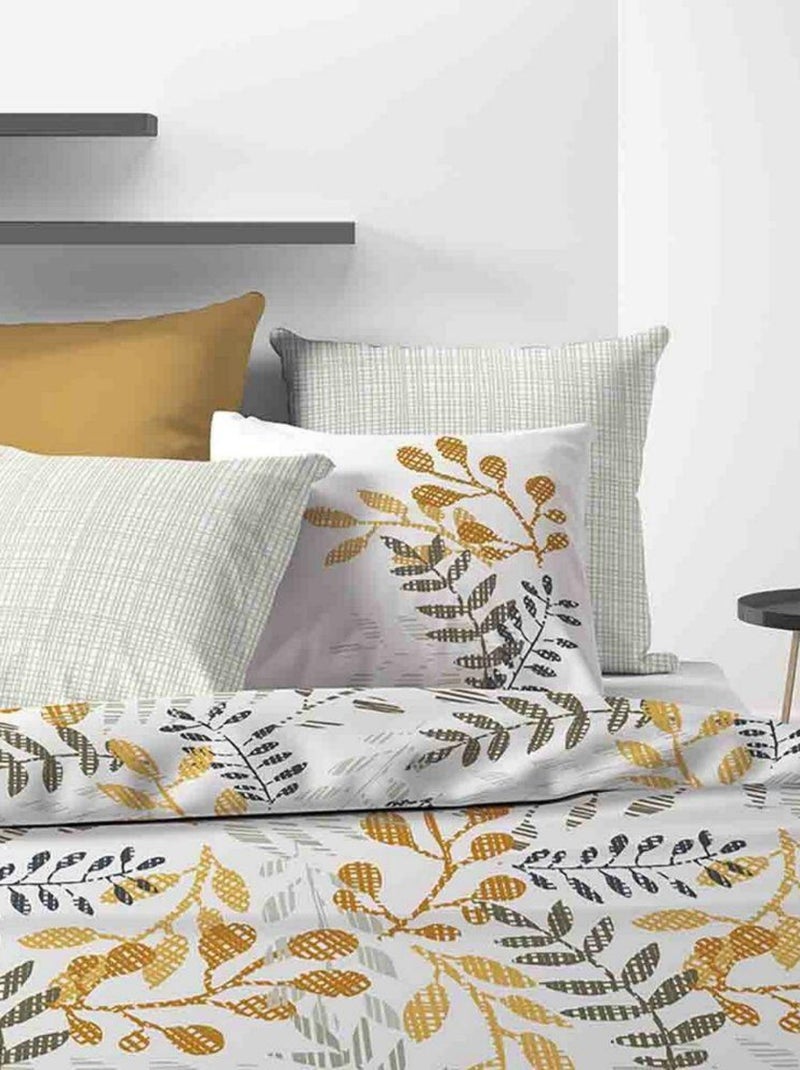 Housse de couette 240x260 cm + 2 taies d'oreiller 65x65 cm Coton Bio Eloa Jaune - Kiabi