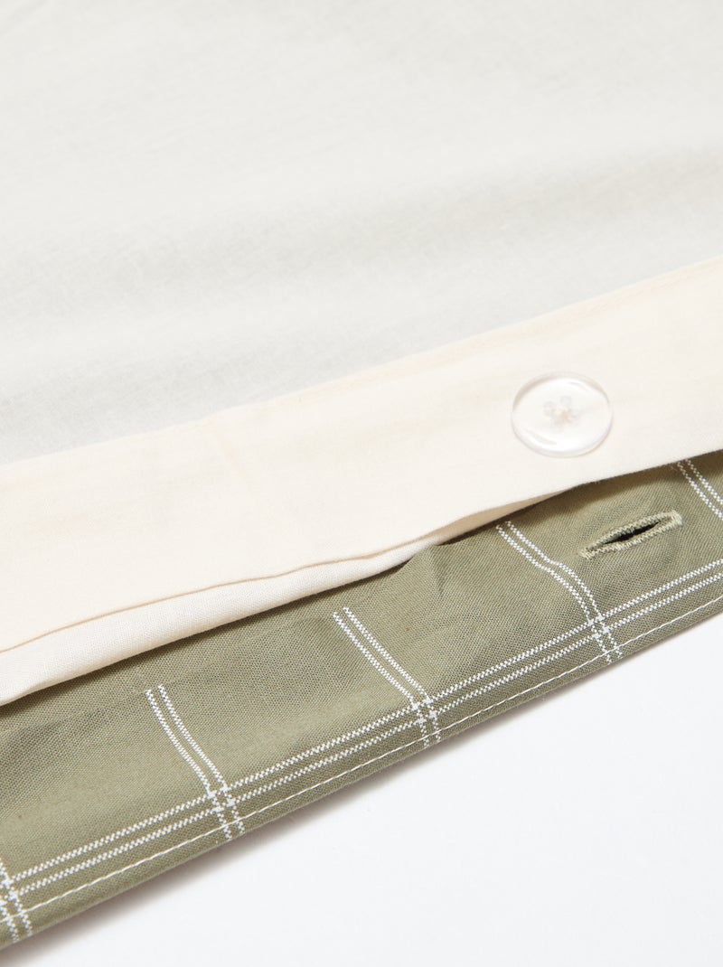 Housse de couette (260 x 240cm) à carreaux Kaki - Kiabi