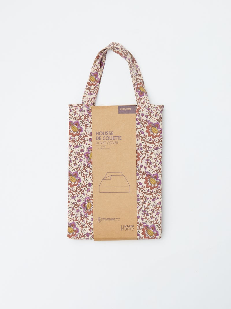 Housse de couette (260 x 240cm) fleurs Beige - Kiabi