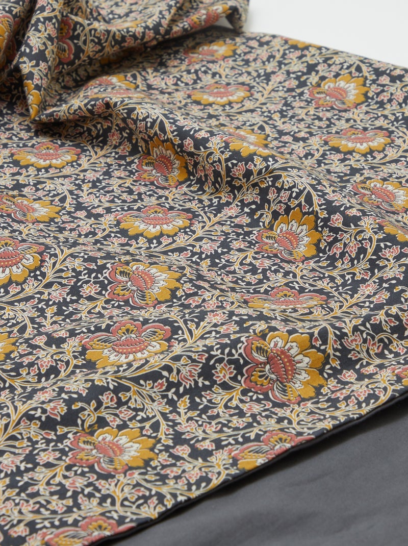 Housse de couette (260 x 240cm) fleurs Gris foncé/anthracite - Kiabi
