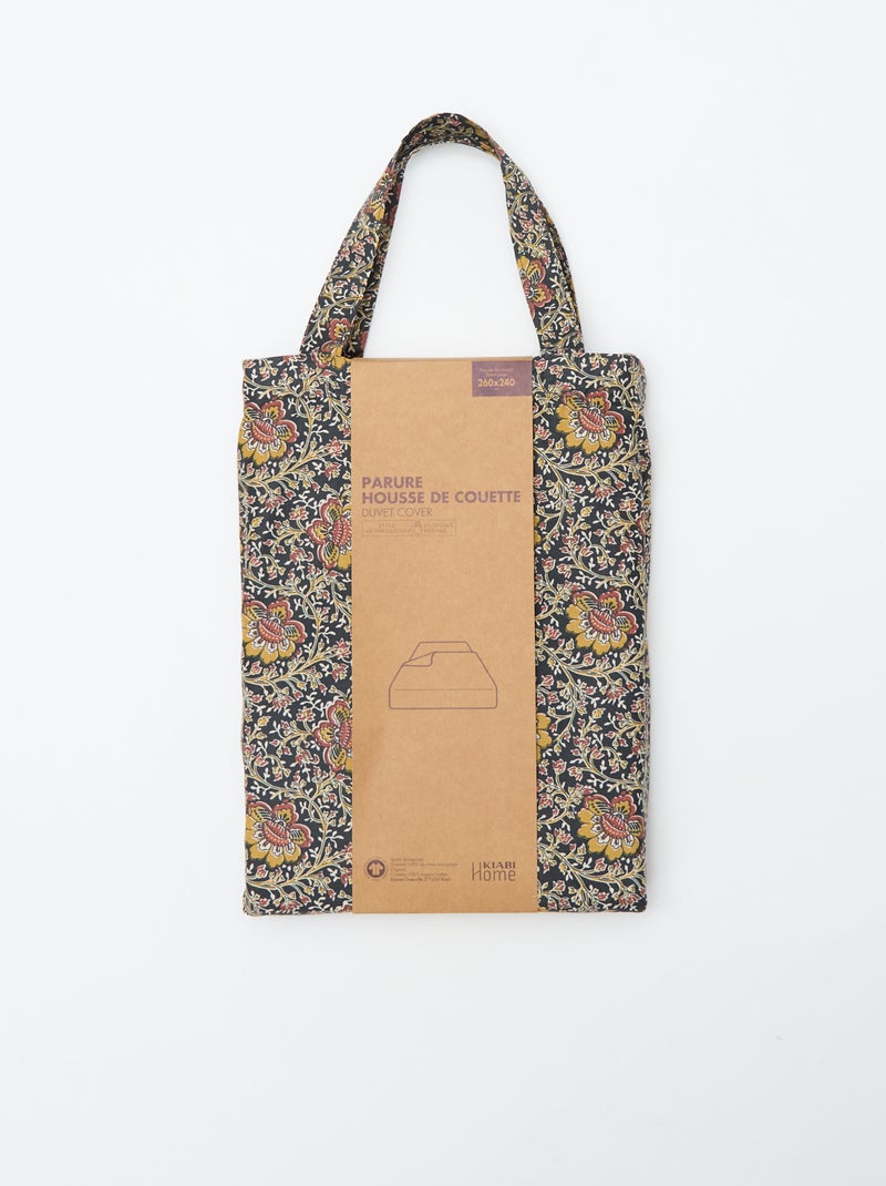 Housse de couette (260 x 240cm) fleurs Noir - Kiabi