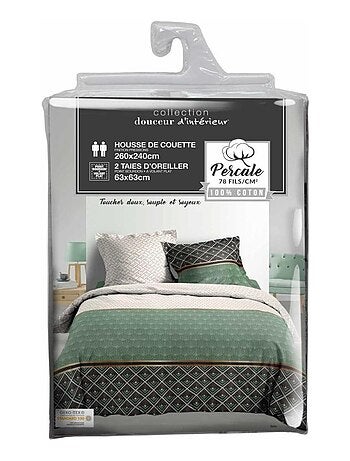 Housse de couette 260x240 + 2 taies Belor coton Percale 78 fils