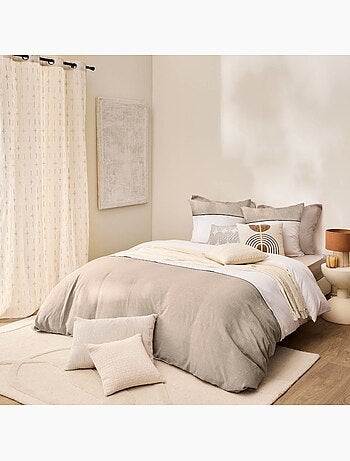 Housse de couette 260x240 + 2 taies bicolore 100% coton 57fils