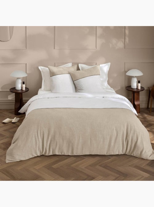 Housse de couette 260x240 + 2 taies bicolore 100% coton 57fils - Kiabi Housse de couette 260x240 + 2 taies bicolore 100% coton 57fils - Kiabi
