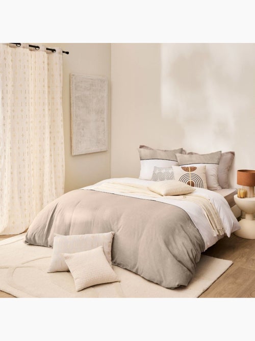 Housse de couette 260x240 + 2 taies bicolore 100% coton 57fils - Kiabi Housse de couette 260x240 + 2 taies bicolore 100% coton 57fils - Kiabi