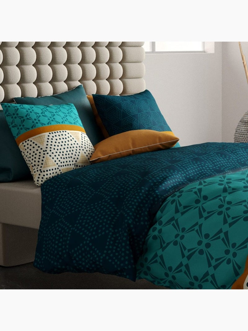 Housse de couette 260x240 + 2 taies coton 57 fils Bleu - Kiabi