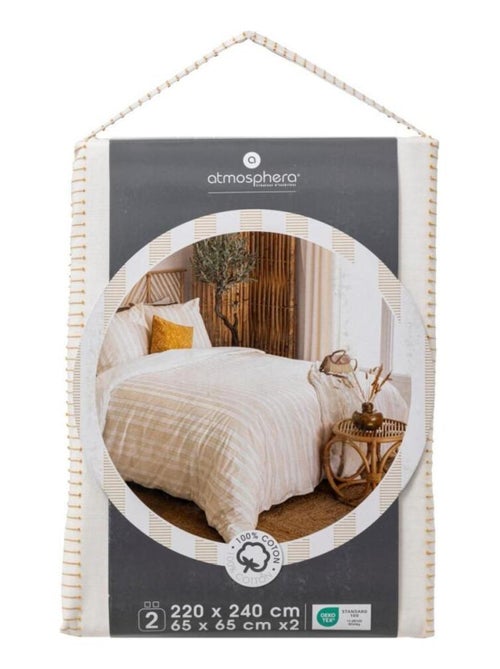 Housse de couette 260x240 + 2 taies coton ISAO - Kiabi