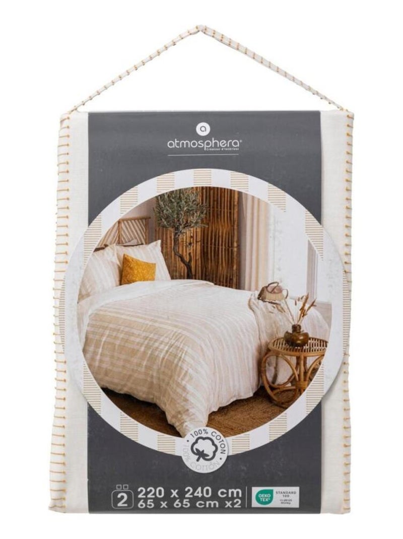 Housse de couette 260x240 + 2 taies coton ISAO Blanc - Kiabi