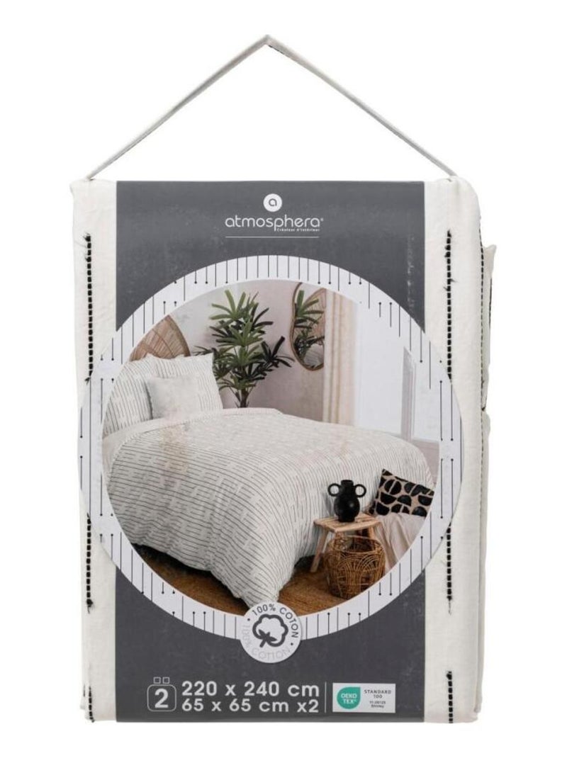 Housse de couette 260x240 + 2 taies coton KAIN Blanc - Kiabi