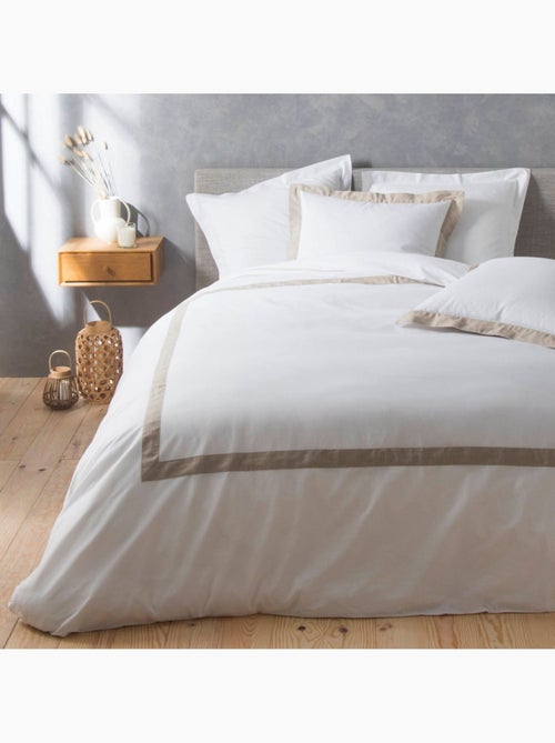 Housse de couette 260x240 + 2 taies empiècement lin - Kiabi Housse de couette 260x240 + 2 taies empiècement lin - Kiabi
