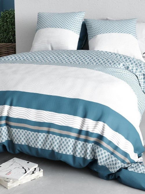 Housse de couette 260x240 + 2 taies en coton 57 fils - Kiabi
