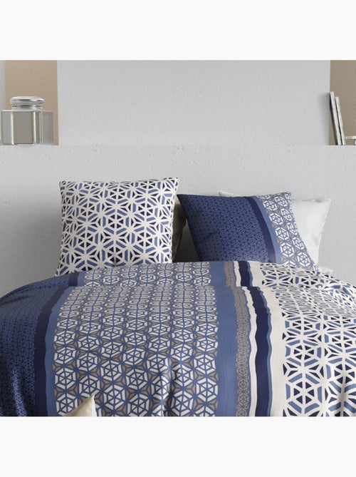 Housse de couette 260x240 + 2 taies en coton 57 fils - Kiabi Housse de couette 260x240 + 2 taies en coton 57 fils - Kiabi