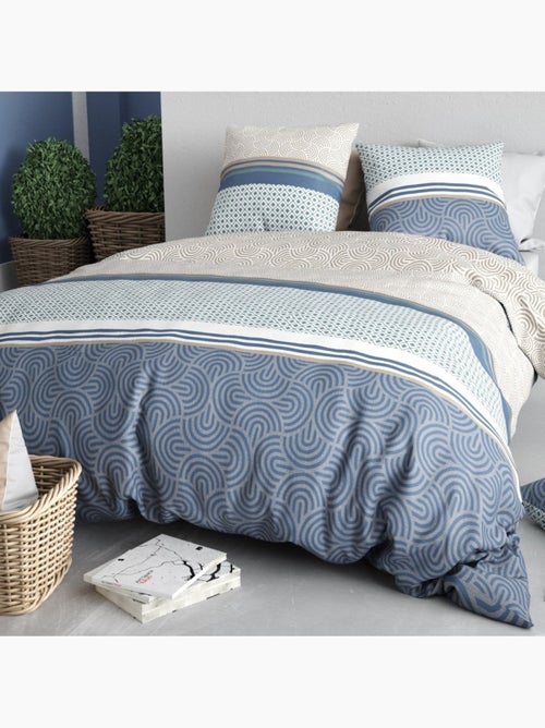 Housse de couette 260x240 + 2 taies en coton 57 fils - Kiabi