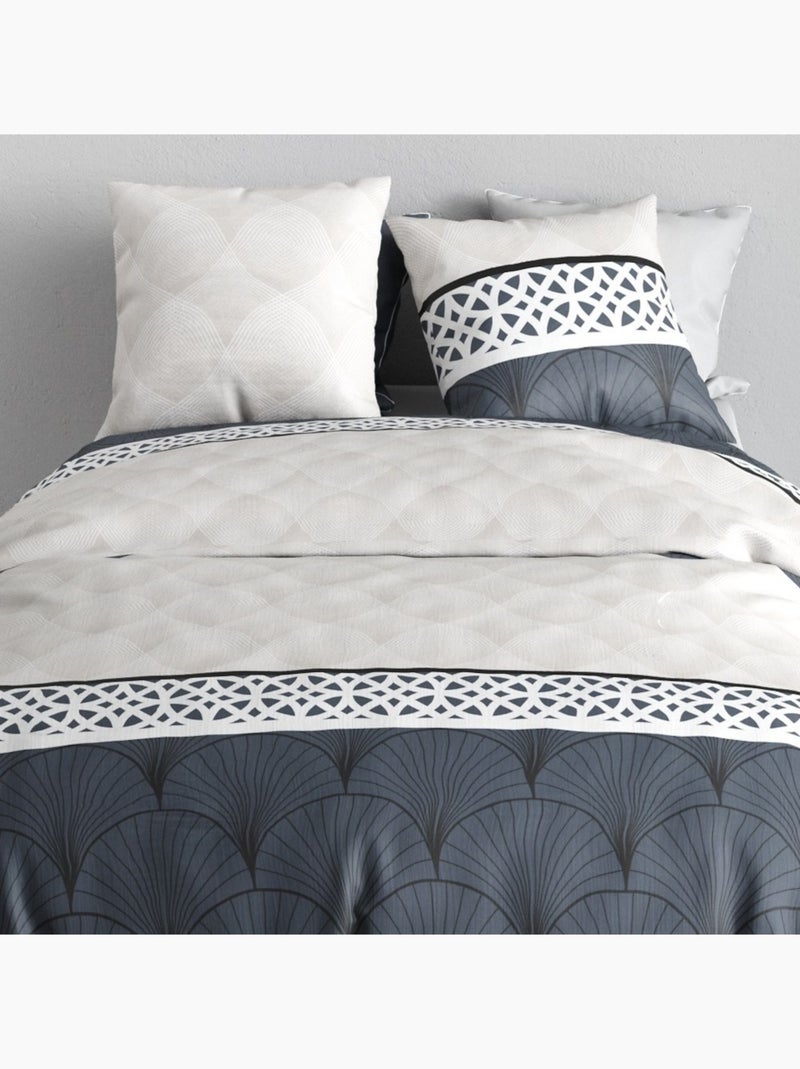 Housse de couette 260x240 + 2 taies en coton 57 fils Gris - Kiabi