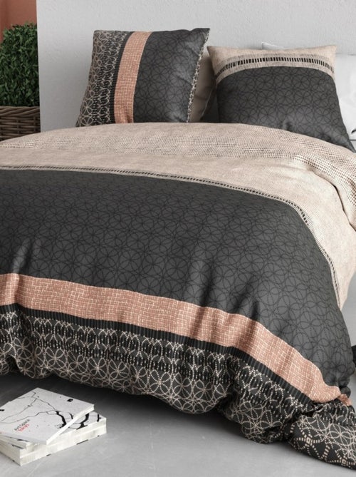 Housse de couette 260x240 + 2 taies en coton 57 fils - Kiabi Housse de couette 260x240 + 2 taies en coton 57 fils - Kiabi