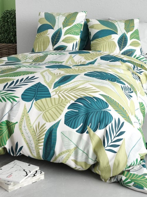 Housse de couette 260x240 + 2 taies en coton 57 fils - Kiabi Housse de couette 260x240 + 2 taies en coton 57 fils - Kiabi