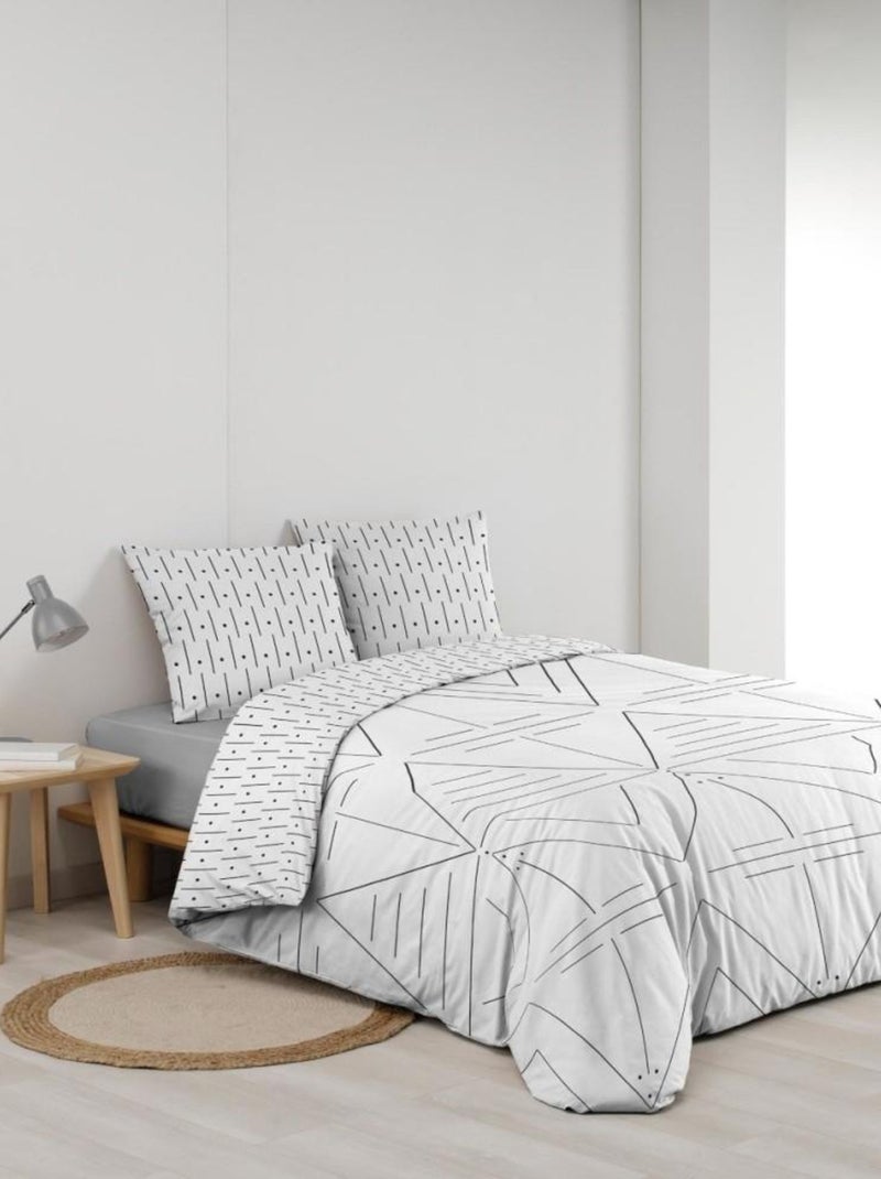 Housse de couette 260x240 + 2 taies ETNA 100% coton Blanc - Kiabi