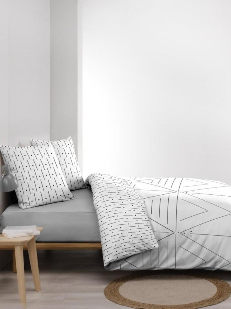 Housse de couette 260x240 + 2 taies ETNA 100% coton Blanc - Kiabi