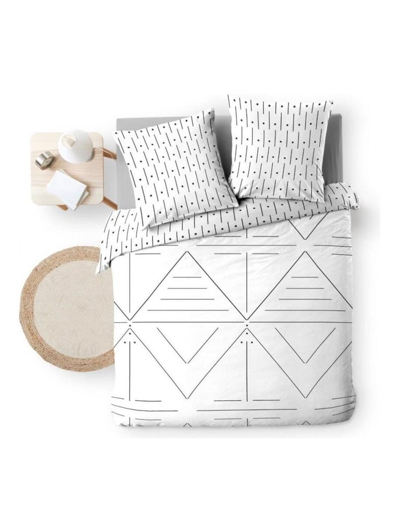 Housse de couette 260x240 + 2 taies ETNA 100% coton Blanc - Kiabi