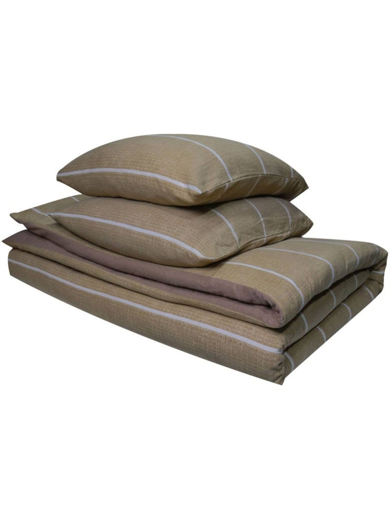 Housse de couette 260x240 + 2 taies flanelle 100% coton Beige - Kiabi