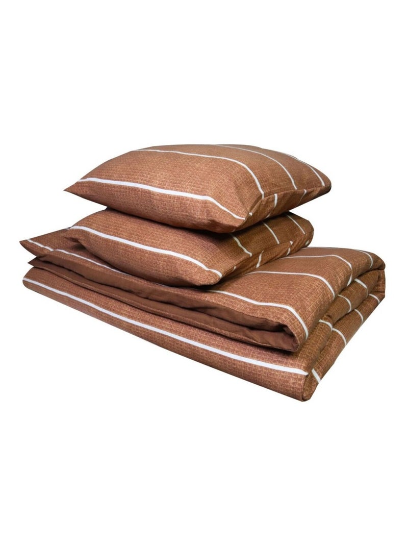 Housse de couette 260x240 + 2 taies flanelle 100% coton Marron - Kiabi