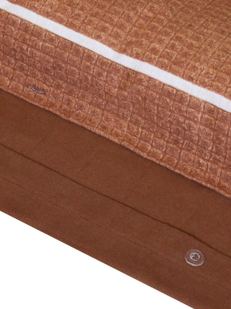 Housse de couette 260x240 + 2 taies flanelle 100% coton Marron - Kiabi