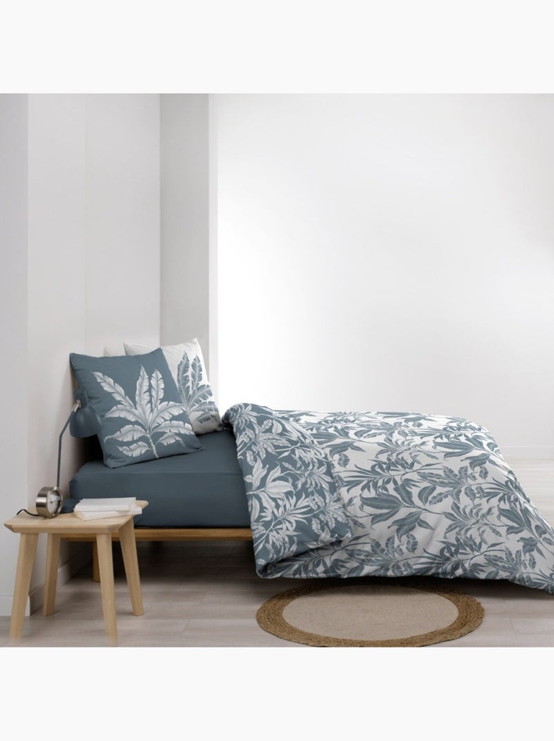 Housse de couette 260x240 + 2 taies HERA 100% coton 57fils Vert - Kiabi