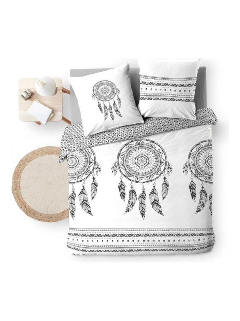 Housse de couette 260x240 + 2 taies INDIAN DREAM 100% coton Gris - Kiabi