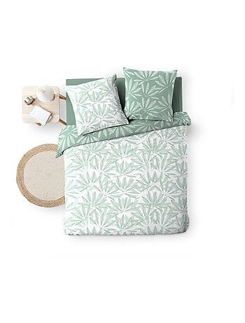Housse de couette 260x240 + 2 taies MALIA sauge 100% coton