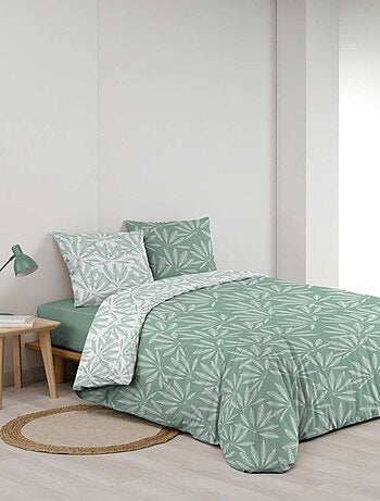 Housse de couette 260x240 + 2 taies MALIA sauge 100% coton