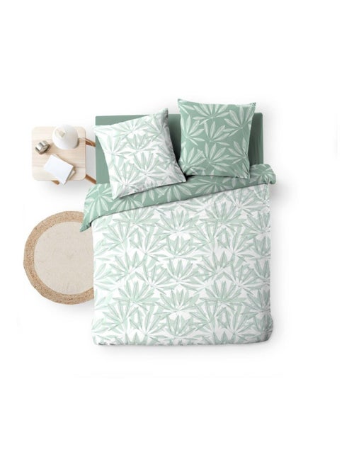 Housse de couette 260x240 + 2 taies MALIA sauge 100% coton - Kiabi Housse de couette 260x240 + 2 taies MALIA sauge 100% coton - Kiabi