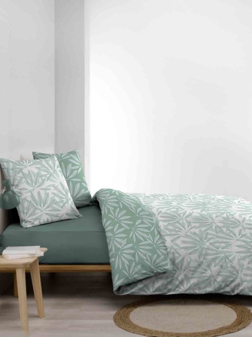 Housse de couette 260x240 + 2 taies MALIA sauge 100% coton - Kiabi Housse de couette 260x240 + 2 taies MALIA sauge 100% coton - Kiabi