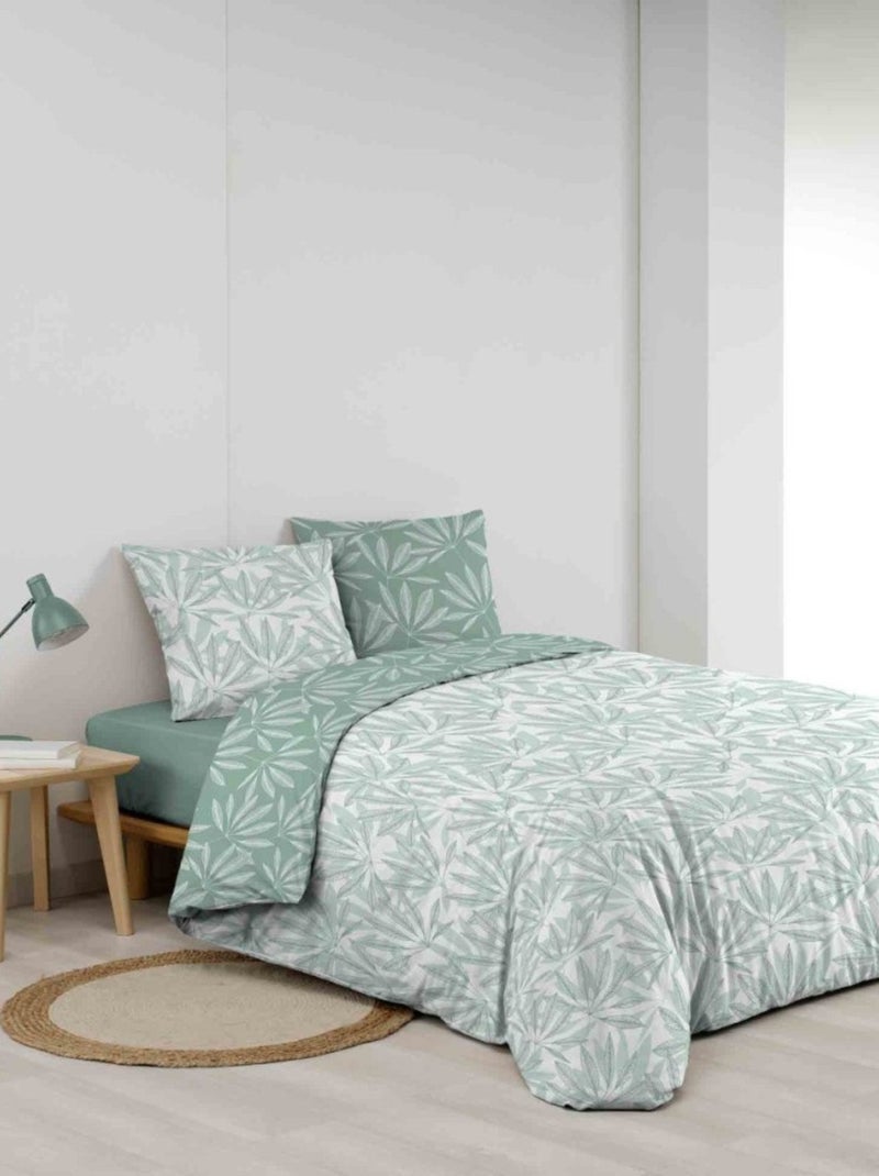 Housse de couette 260x240 + 2 taies MALIA sauge 100% coton Vert - Kiabi