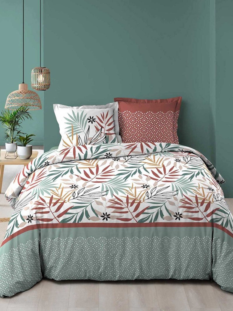 Housse de couette 260x240 + 2 taies Melvina coton 57 fils Bleu - Kiabi