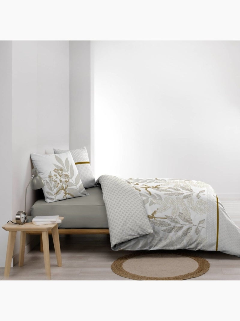 Housse de couette 260x240 + 2 taies RAONI 100% coton 57fils Blanc - Kiabi
