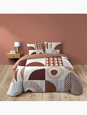 Housse de couette 260x240 + 2 taies TERRACOTTA 100% coton