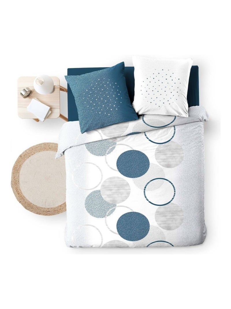 Housse de couette 260x240 + 2 taies Voie lactée coton Bleu - Kiabi