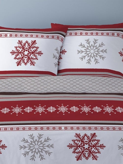 Housse de couette 260x240 Adèle + 2 taies coton flanelle - Kiabi